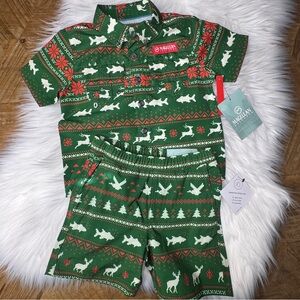 Magellan Fish Gear Holiday Set button down shirt with shorts NWT